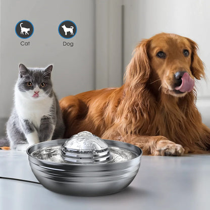 Cat Water Fountain Automatic Pet Dog Feeder Stainless Steel Water Dispenser Drinking Bowl with Ultra Quiet Pump Carbon Filters