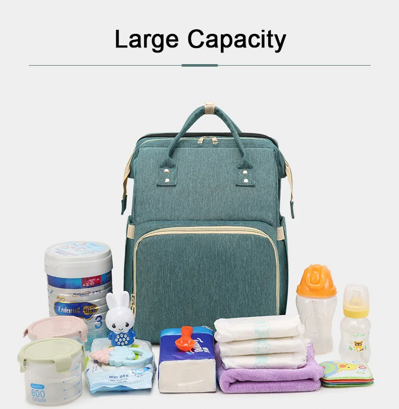 Mummy Maternity Nappy Bag Large Capacity Portable Folding Travel Beds Baby Stuff Mommy Bag Women Outdoor Stroller Backpack