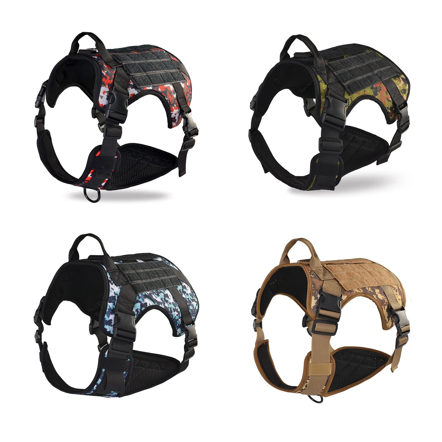 MIDEPET Adjustable Tactical Dog Harness No Pull Service Dog Vest with Reflective Nylon Ribbons Print Made of Durable Polyester