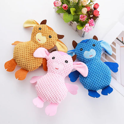 Novelty Cartoon Cute Plush Brave Cow Dolls Cleaning Teeth Cat Dog Pet Sounding Toys
