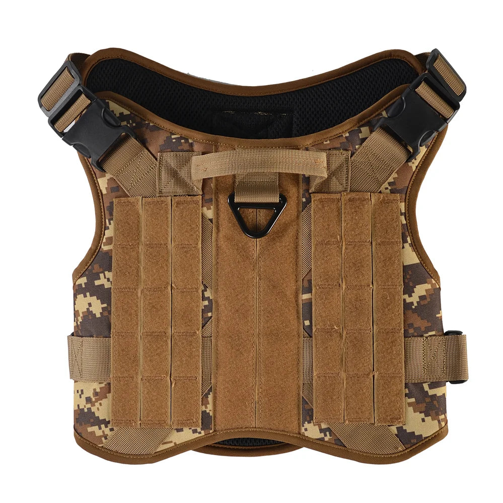 MIDEPET Adjustable Tactical Dog Harness No Pull Service Dog Vest with Reflective Nylon Ribbons Print Made of Durable Polyester