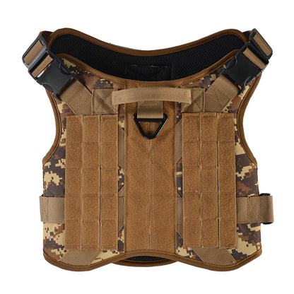 MIDEPET Adjustable Tactical Dog Harness No Pull Service Dog Vest with Reflective Nylon Ribbons Print Made of Durable Polyester