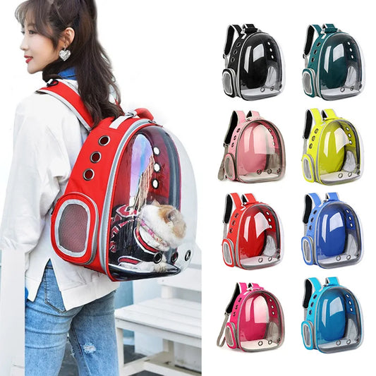Large Capacity Transparent Outdoor Pet Carrier Bag Portable Cat Dog Tote Backpack Zipper Breathable Sturdy for Travel Transport