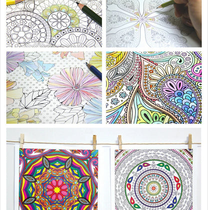 Mandalas Stress Relief Coloring Book English Edition, 128 pages thick 160g white cardboard, packaged in adult art mixed pattern