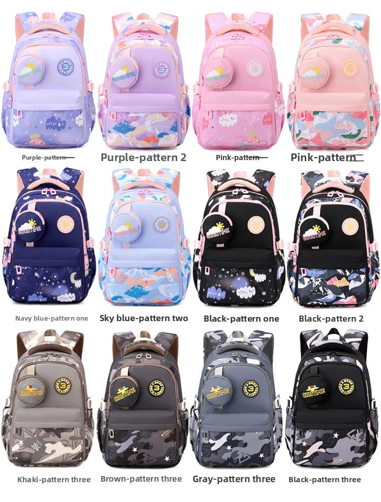 New Fashionable Waterproof Kindergarten Backpack Cute Boy/Girl Design Grade 2 Size Spine Protecting Zipper Closure Polyester