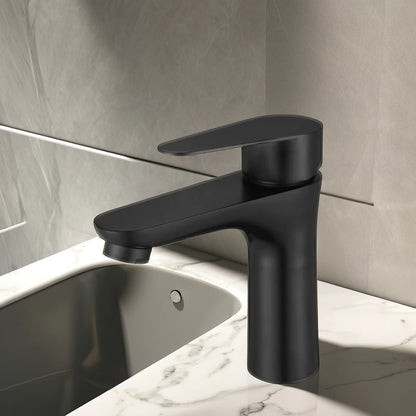 Modern Single-Hole Black Stainless Steel Basin Faucet Touchless Ceramic Valve Single-Handle Mixer Deck Mount Tap for Bathroom