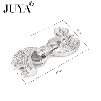 JUYA DIY Handmade Jewelry Findings Cubic Zirconia Fastener Clasps Connectors Accessories For Fashion DIY Jewelry Making Supplies