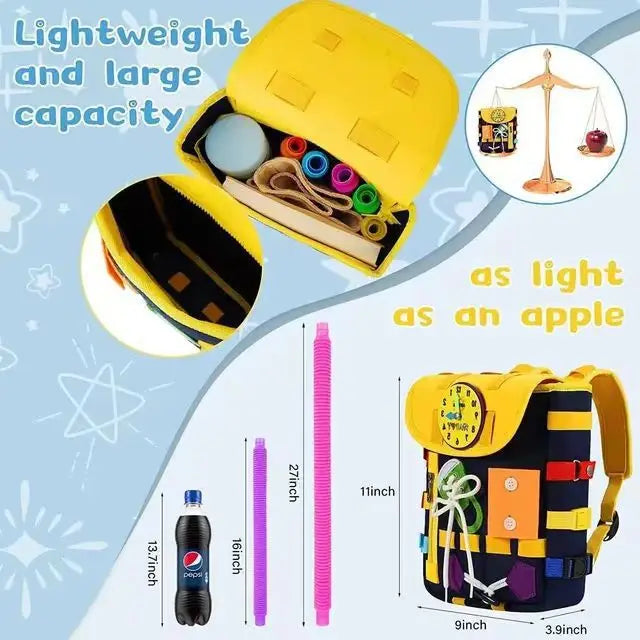 Hot Sale Montessori Backpack Cartoon Educational Toy Backpack for Boys Girls Zipper Gift for Autistic Toddlers Aged 1-5 Years