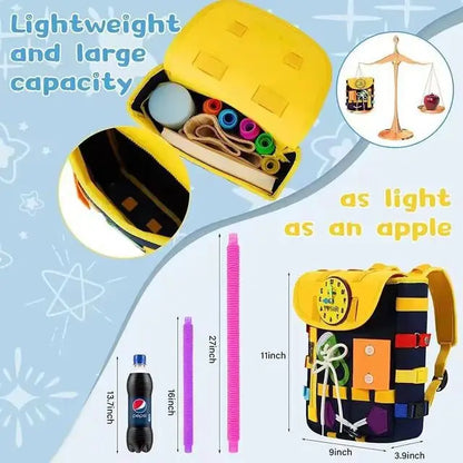 Hot Sale Montessori Backpack Cartoon Educational Toy Backpack for Boys Girls Zipper Gift for Autistic Toddlers Aged 1-5 Years