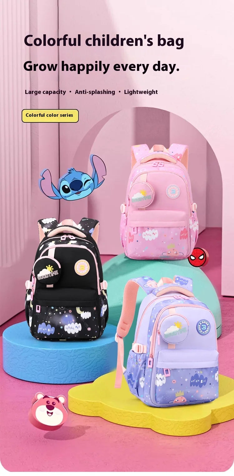 New Fashionable Waterproof Kindergarten Backpack Cute Boy/Girl Design Grade 2 Size Spine Protecting Zipper Closure Polyester