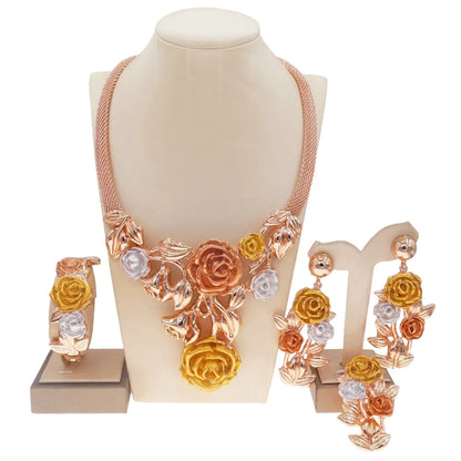 Zhuerrui High Quality Big Brazilian Gold Jewelry Set Classic Wedding Party Accessories Jewelry Italian Lady Necklace Sets H0085