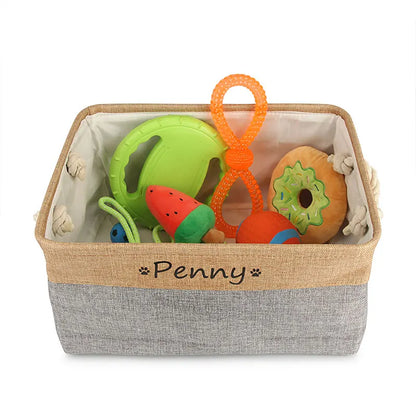 Personalized Dog Toy Basket Free Print Pet Storage Box Cat DIY Custom Name Toys Clothes Accessories Organize Storage
