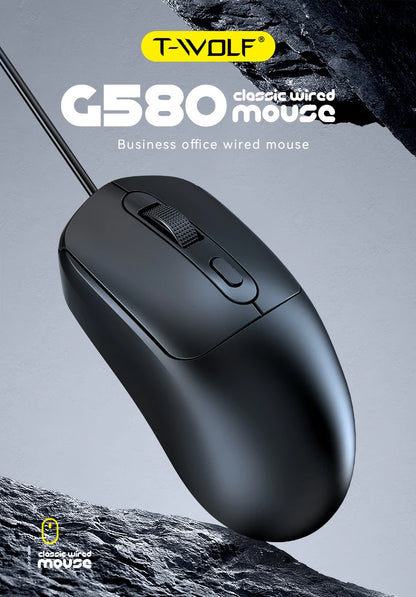 Hot Sale T-WOLF Personalized Mouse G580 Wired Office Mouse 4D Business Normal Mouse Mice for Laptop Desktop