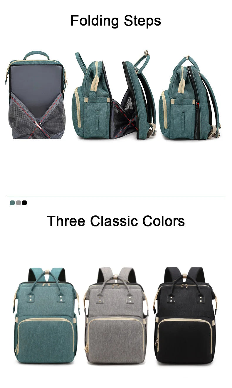 Mummy Maternity Nappy Bag Large Capacity Portable Folding Travel Beds Baby Stuff Mommy Bag Women Outdoor Stroller Backpack