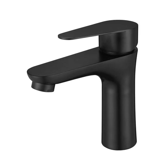 Modern Single-Hole Black Stainless Steel Basin Faucet Touchless Ceramic Valve Single-Handle Mixer Deck Mount Tap for Bathroom