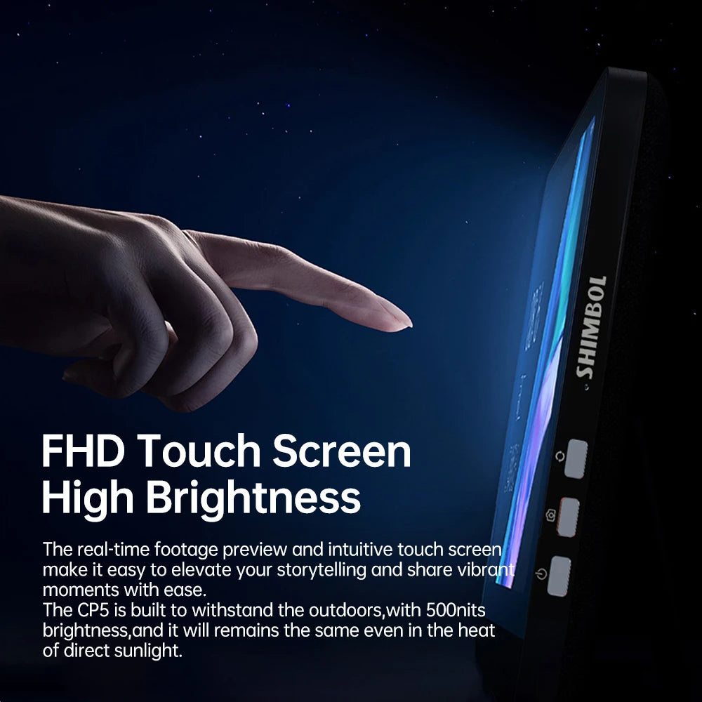 SHIMBOL CP5 Monitor Screen Rear Camera Mobile Phone Vlog Selfie Monitor Screen 5-inch FHD Touch Screen Rear Tiktok Live Video