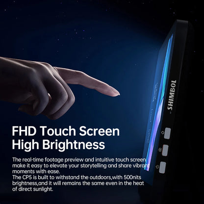 SHIMBOL CP5 Monitor Screen Rear Camera Mobile Phone Vlog Selfie Monitor Screen 5-inch FHD Touch Screen Rear Tiktok Live Video