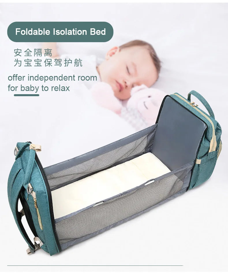 Mummy Maternity Nappy Bag Large Capacity Portable Folding Travel Beds Baby Stuff Mommy Bag Women Outdoor Stroller Backpack