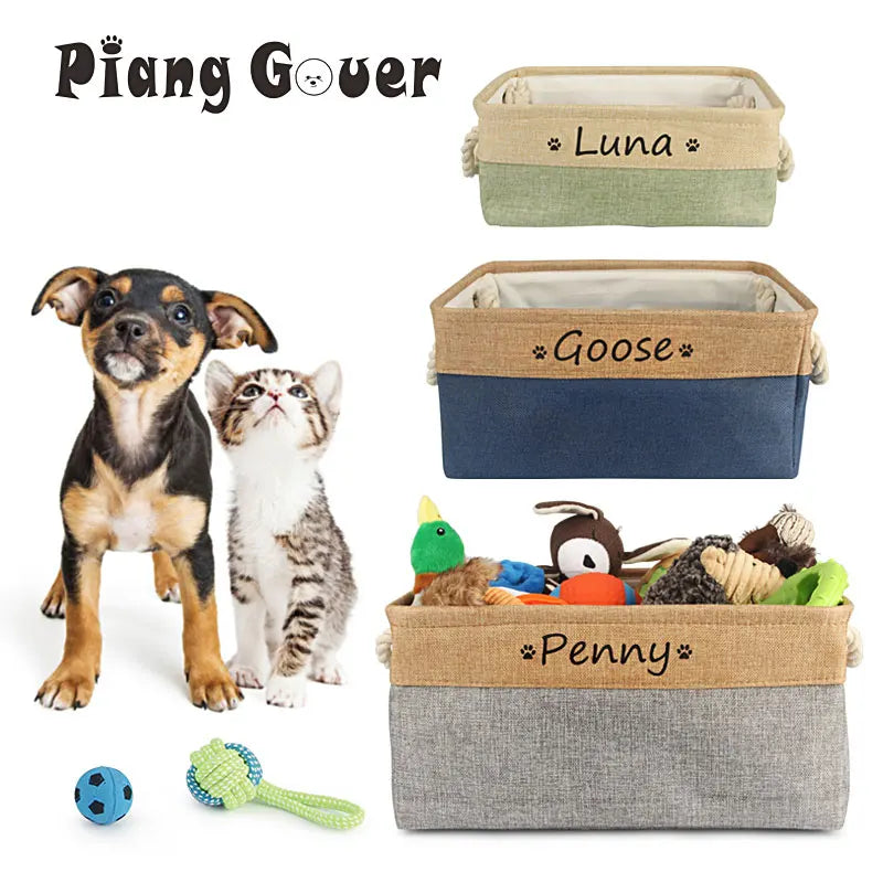 Personalized Dog Toy Basket Free Print Pet Storage Box Cat DIY Custom Name Toys Clothes Accessories Organize Storage