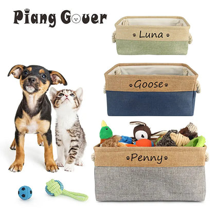 Personalized Dog Toy Basket Free Print Pet Storage Box Cat DIY Custom Name Toys Clothes Accessories Organize Storage