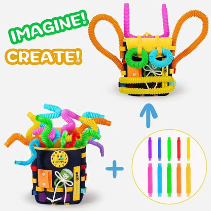 Hot Sale Montessori Backpack Cartoon Educational Toy Backpack for Boys Girls Zipper Gift for Autistic Toddlers Aged 1-5 Years
