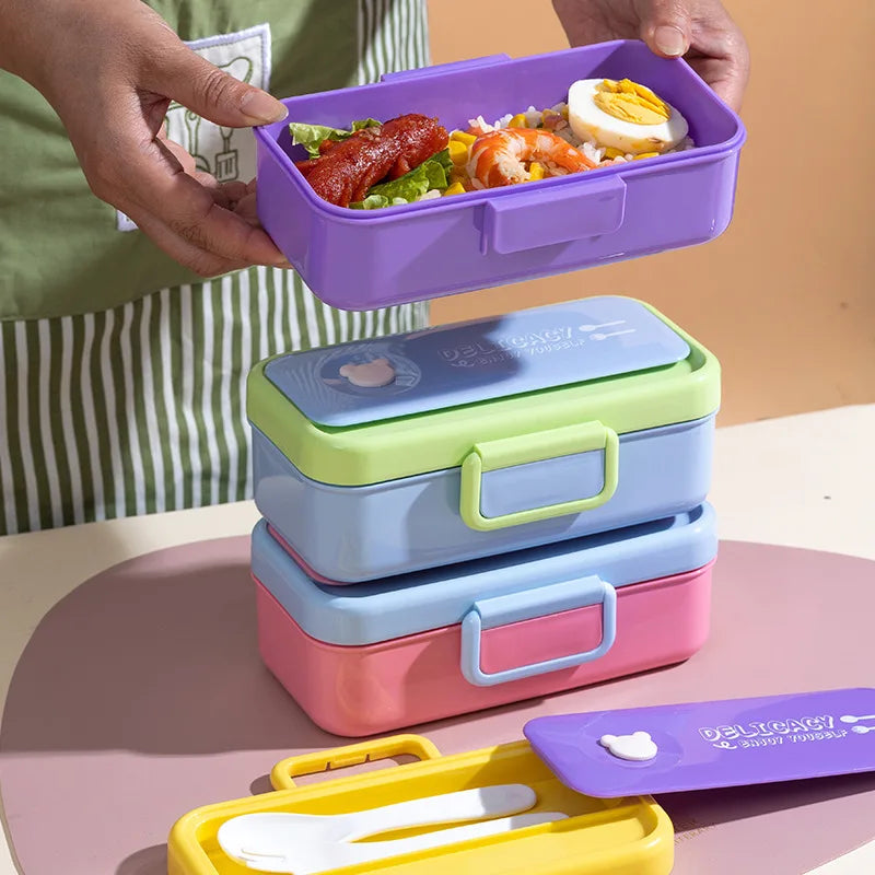 Chaoteng Student Plastic Takeout Camping Lunch Box Children's Cartoon Microwavable Bento Cross-border Wholesale