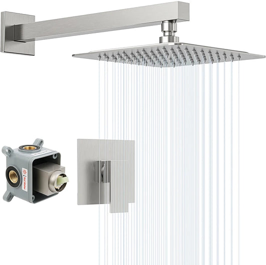 Plastic Steel  Gold Rain Shower Mixer for Shower Rooms Concealed Wall Mounted Bathroom Shower Faucet Set