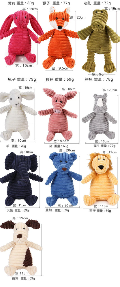 Pet Dog Molar Toy Vent Training Corduroy Monkey Pig Voice Plush Toy Dog Tooth Cleaning Supplie Dog Toys for Large Dogs