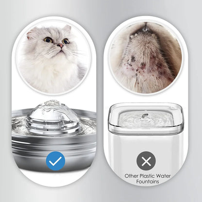 Cat Water Fountain Automatic Pet Dog Feeder Stainless Steel Water Dispenser Drinking Bowl with Ultra Quiet Pump Carbon Filters