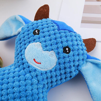 Novelty Cartoon Cute Plush Brave Cow Dolls Cleaning Teeth Cat Dog Pet Sounding Toys