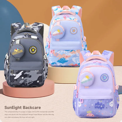 New Fashionable Waterproof Kindergarten Backpack Cute Boy/Girl Design Grade 2 Size Spine Protecting Zipper Closure Polyester