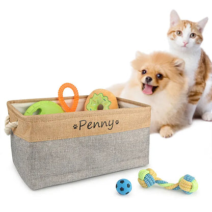 Personalized Dog Toy Basket Free Print Pet Storage Box Cat DIY Custom Name Toys Clothes Accessories Organize Storage