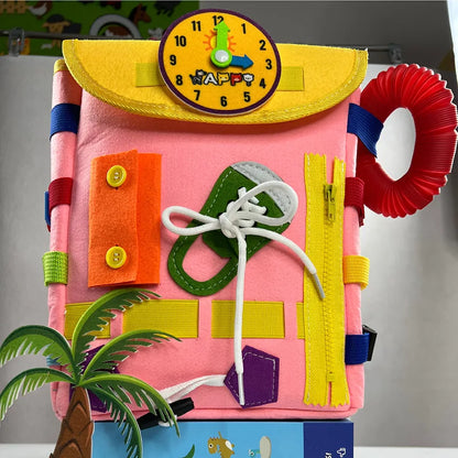 Hot Sale Montessori Backpack Cartoon Educational Toy Backpack for Boys Girls Zipper Gift for Autistic Toddlers Aged 1-5 Years