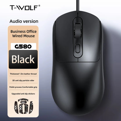 Hot Sale T-WOLF Personalized Mouse G580 Wired Office Mouse 4D Business Normal Mouse Mice for Laptop Desktop