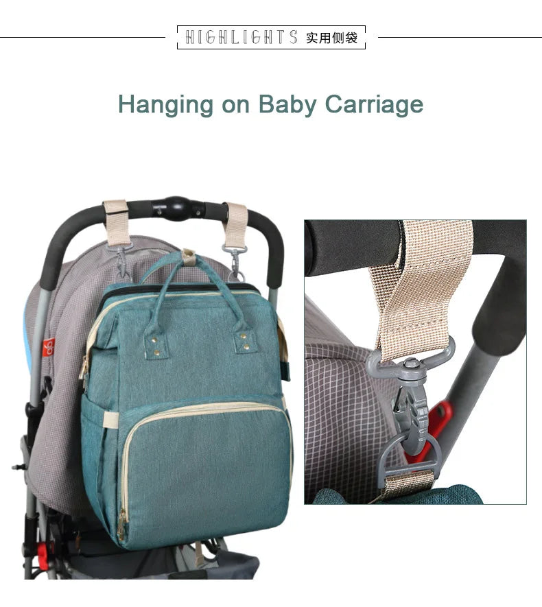 Mummy Maternity Nappy Bag Large Capacity Portable Folding Travel Beds Baby Stuff Mommy Bag Women Outdoor Stroller Backpack