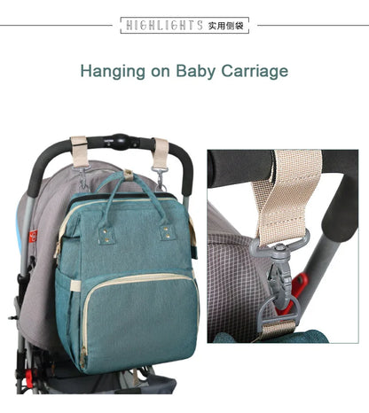 Mummy Maternity Nappy Bag Large Capacity Portable Folding Travel Beds Baby Stuff Mommy Bag Women Outdoor Stroller Backpack