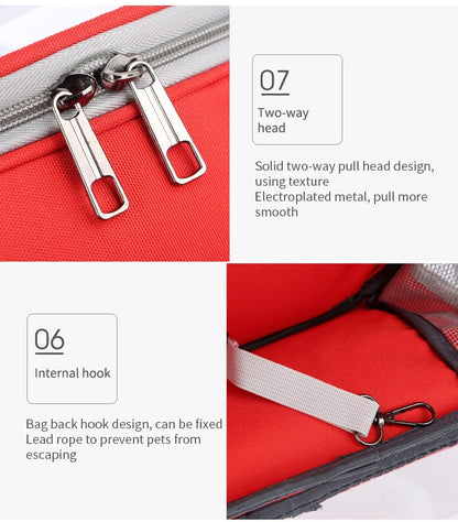 Large Capacity Transparent Outdoor Pet Carrier Bag Portable Cat Dog Tote Backpack Zipper Breathable Sturdy for Travel Transport