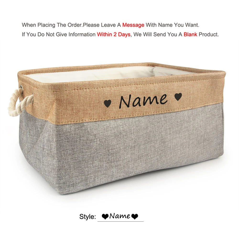Personalized Dog Toy Basket Free Print Pet Storage Box Cat DIY Custom Name Toys Clothes Accessories Organize Storage