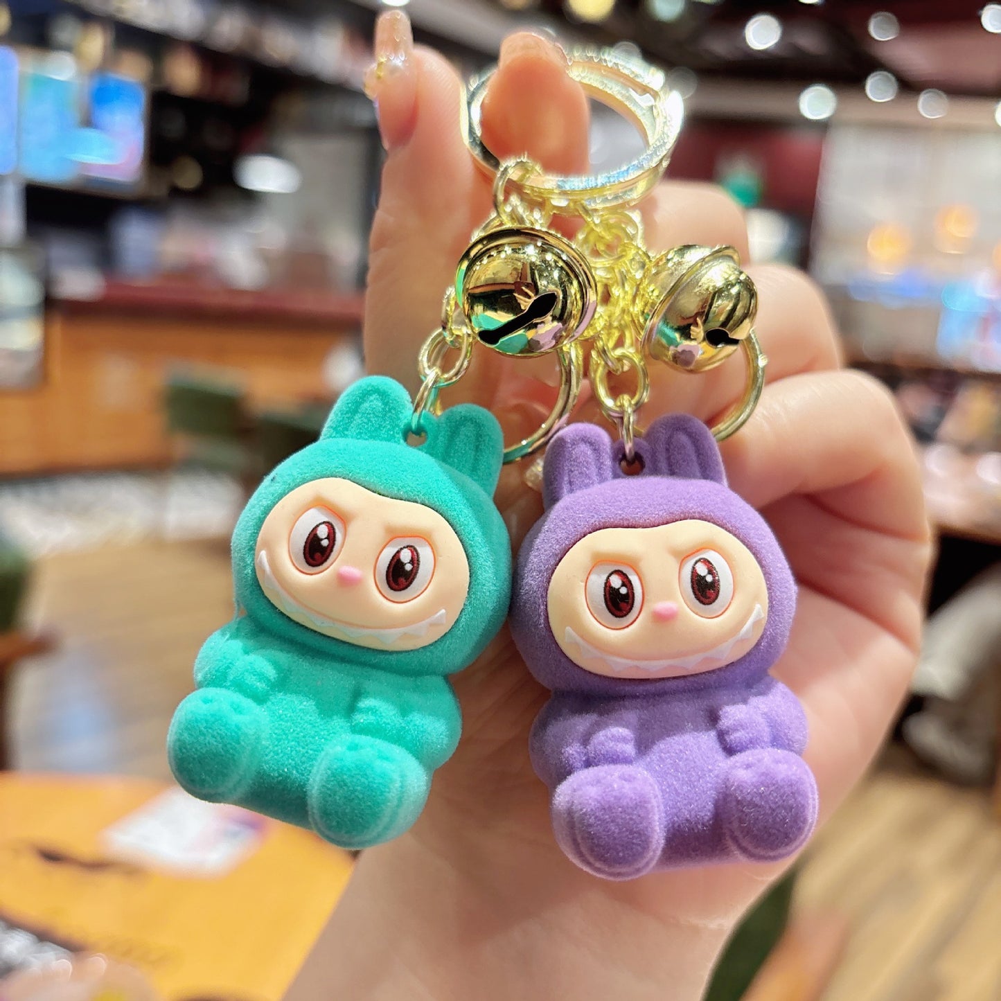 New Flocking Fabric Keychain Pendant Cute Blind Box Internet-famous Doll Student Bag Pendant