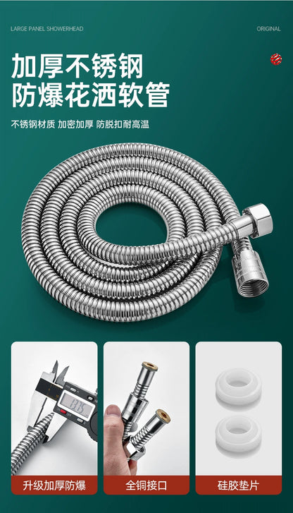 High Pressure 15cm Big Panel Shower Head 3 Modes Adjustable Showerheads with Hose Water Saving Spray Nozzle Bathroom Accessories