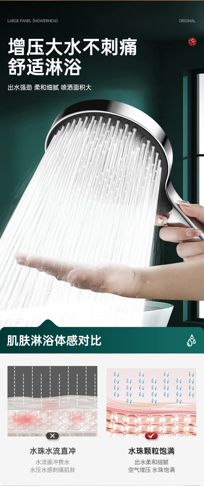 High Pressure 15cm Big Panel Shower Head 3 Modes Adjustable Showerheads with Hose Water Saving Spray Nozzle Bathroom Accessories