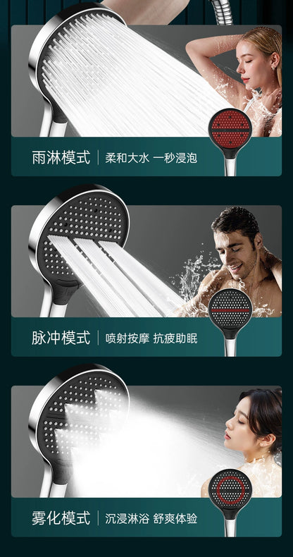 High Pressure 15cm Big Panel Shower Head 3 Modes Adjustable Showerheads with Hose Water Saving Spray Nozzle Bathroom Accessories
