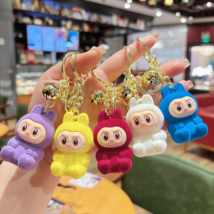 New Flocking Fabric Keychain Pendant Cute Blind Box Internet-famous Doll Student Bag Pendant