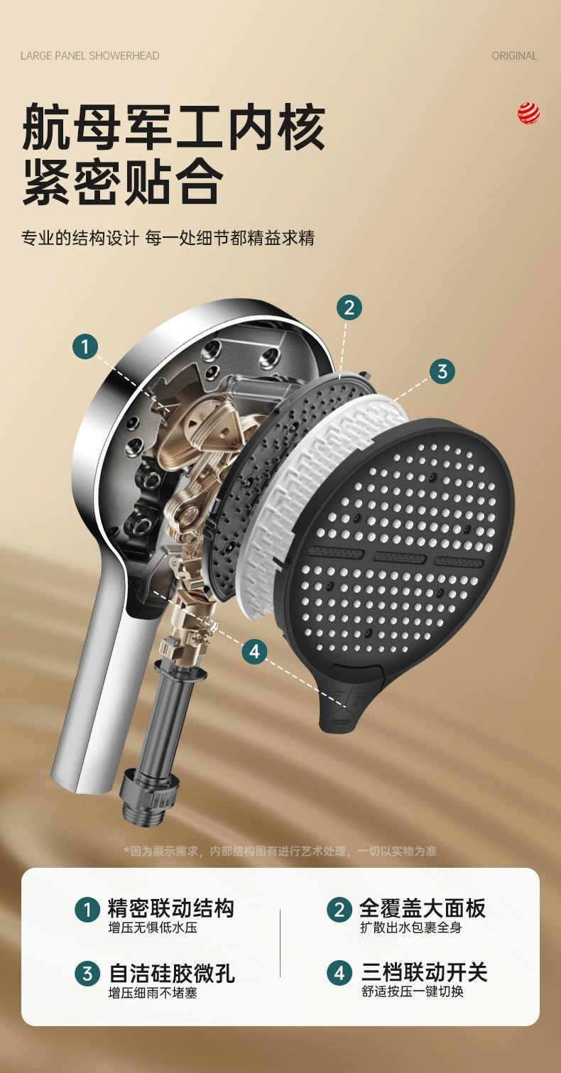 High Pressure 15cm Big Panel Shower Head 3 Modes Adjustable Showerheads with Hose Water Saving Spray Nozzle Bathroom Accessories