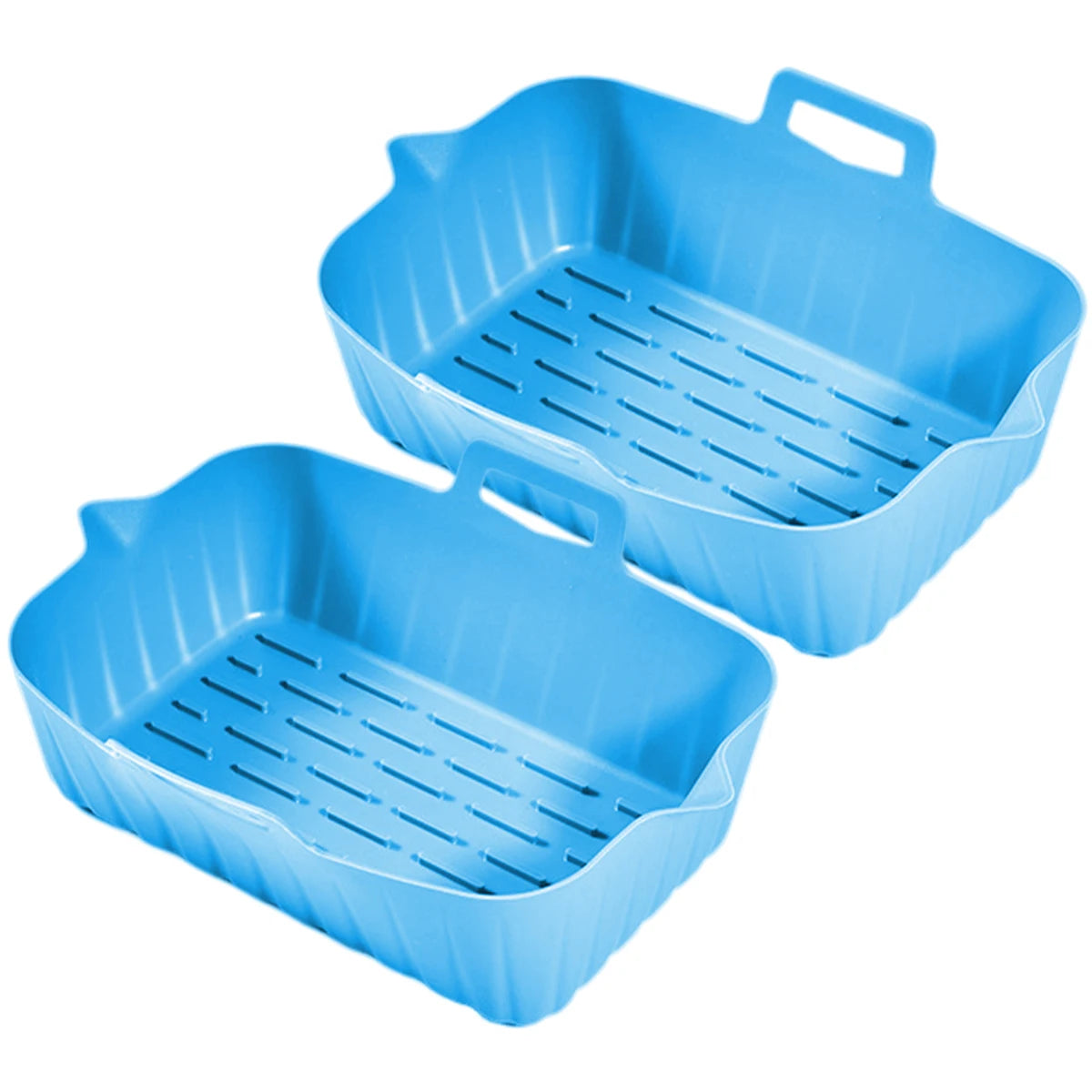 2Pcs Air Fryer Silicone Pot Liners 7.5 inch Hot Air Fryer Accessories Airfryer Baking Mould Reusable Non-Stick Square Tray