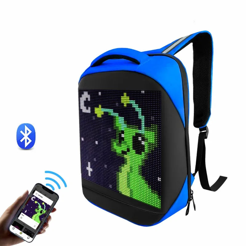 Fashion Custom APP Programmable Smart Led GIF Picture Advertising Backpack