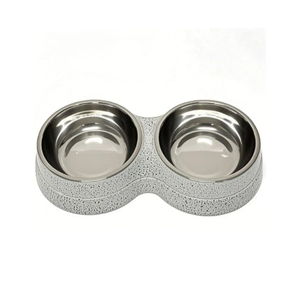 Pet Cat & Dog Dual Bowl - 2-in-1 Food & Water Bowl for Medium Cats, Puppies, Pet Feeding Supplies