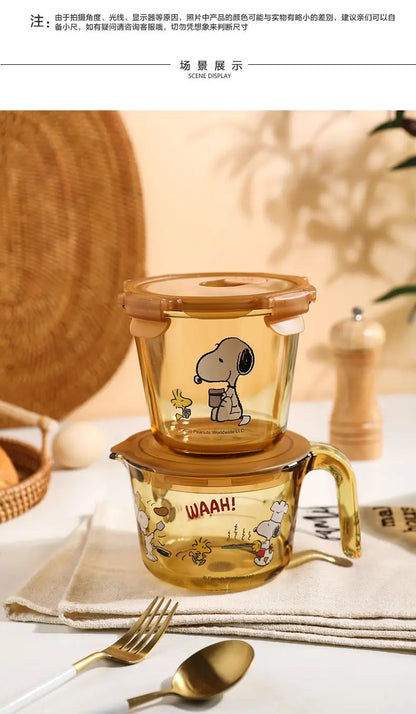 Snoopy Multi-Layer Stainless Steel Lunch Box Tinted Glass Food Portable Thermal Lunchbox Picnic Office Kids Workers School Bento