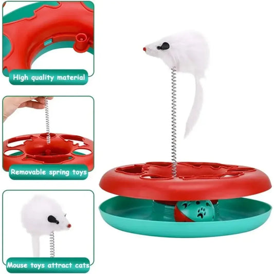 Cat Toys for Indoor Cats,Interactive Kitten Toys Roller Tracks with Catnip Spring Pet Toy with Exercise Balls