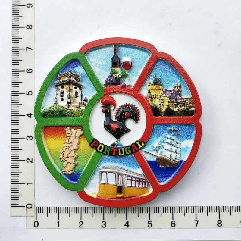Portugal Fridge Magnets Tourism Souvenir UV Printing Resin Refrigerator Magnets Sticker Collection craft Gift Home Decoration